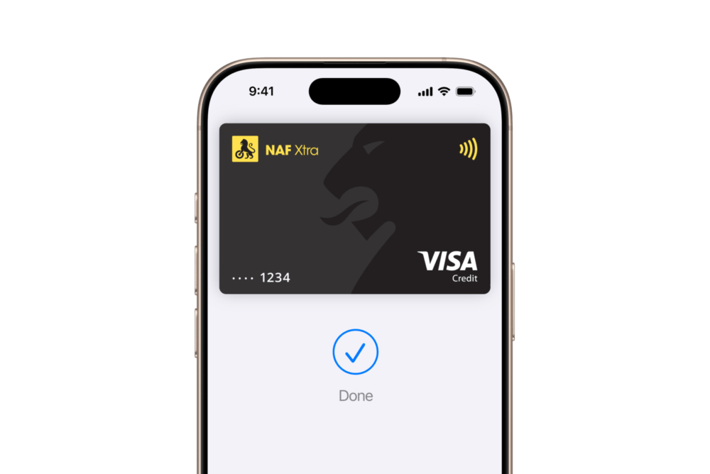 Nært bilde av NAF Xtra lagt inn på mobilen